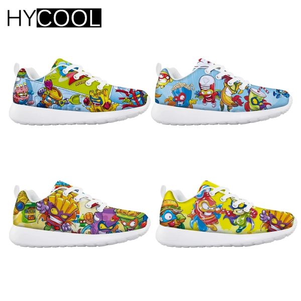 Chaussures Hycool Children Tennis Sneakers Cartoon Super Zings Imprimez des enfants respirants Gym de course Chaussures Boys Basketball Shoe Plateforme Enfant