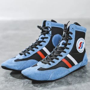 Schoenen indoor zachte bodem worstelen schoenen professionele boksen vechten lederen sneakers training match sport laarzen plus maat 3046