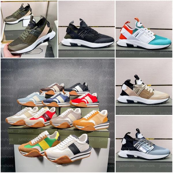 Chaussures James Sneakers Designers Tomford Retro Néoprène Daim Jago Hommes Sports Taille 35-45