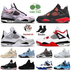 Schoenen jumpman jurk 4 basketbal 4s Zen meester Red Thunder 2022 Militaire zwarte kat Witte Oreo Zeil met sokken dames herentrainers infrarood