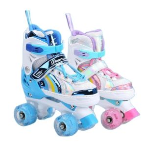 Schoenen Kids Inline Roller Skate Shoes 4 Wheels Flash Sneakers Boy Girl Beginner Verstelbare maat Roller Skating Schoenen Jeugdcadeau