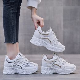 Schoenen Koreaanse stijl witte sneakers dames massieve kleur dikke bodem kanten trendy trainers interne hoogte vergroten schoenen zapatos mujer
