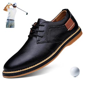 Schoenen groot formaat 3848 echte lederen golfschoenen trendy heren buiten golfoefening sneakers lederen mannelijke vrijetijdsschoenen