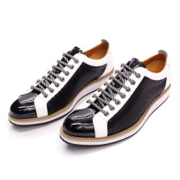 Schoenen groot formaat 6 tot 13 luxe merk schoenen mannen platte sneakers octrooi lederen kantup zwart witte casual schoenen zapatos casuales hombres