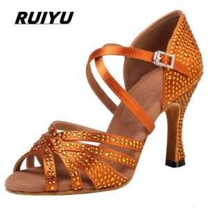 Chaussures Latin Dance Chaussures Femmes Salsa Tango Ballroom Party Femme Chaussures Stombze Bronze Girls High Heel Sandales Sandales extérieures