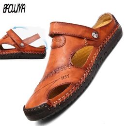 Chaussures en cuir classique romaine été hommes pantoufle doux extérieur baskets plage caoutchouc hommes Trekking sandales 240119 GAI 873
