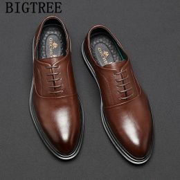 Chaussures en cuir chaussures hommes formels élégants hommes chaussures oxford robe marron