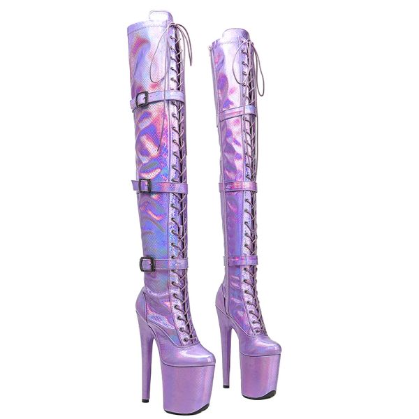 Chaussures leecabe 20cm / 8 pouces de serpent peau supérieure exy exotique jeune tendance bottes de mode hauts plate-forme pole dance botte