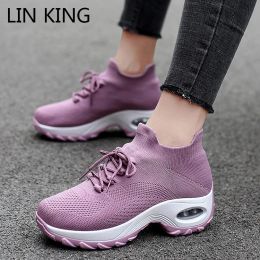 Chaussures Lin King New Designer Sneakers Femme Femme Sneakers Casual Shoes Fashion Cendages Chaussures Madies à l'extérieur Tenis Chaussures Big Taille 43