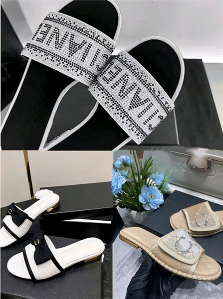 Zapatos diseñador de lujo zapatos planos zapatos de marca de agua de diamante de diamantes de la marca de moda sandalias para mujeres anti-slip y chanclas de playa sexy zapatos de diseñador de canal 2c zapatos