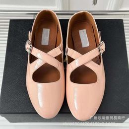 Chaussures Mary Jane Cross Buckle Single Femme Small Form Plat Bottom Round Head Style Matching Jirt
