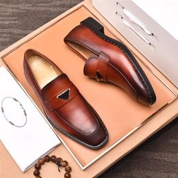Chaussures MD chaussures de fête pour hommes Coiffeur chaussures de mariage hommes élégant marque italienne chaussures en cuir hommes formel Sepatu sans lacet Pria 11 240229