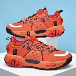 Schoenen mannen basketbalschoenen sport luchtkussen basketbal sneakers antiskid atletische mannelijke schoenen ontwerper oranje ademende sneakers