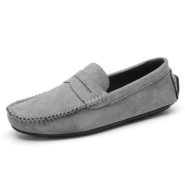 Zapatos hombres zapatos casuales marca para hombres de gamuza mocasins deslizamiento transpirable en los zapatos de conducción de goma negra tamaño 45