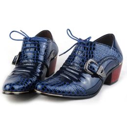 Schoenen Men Dress Shoes Fashion Patent Leather Men's Formele schoenen 2021 Luxury merk Business Office Weding schoeisel mannelijke hoge hakschoenen