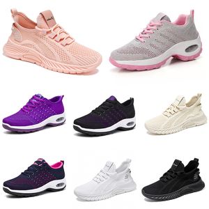 Chaussures hommes randonnée nouvelles femmes course chaussures plates semelle souple mode violet blanc noir confortable sport couleur blocage Q54 GAI 853 Wo