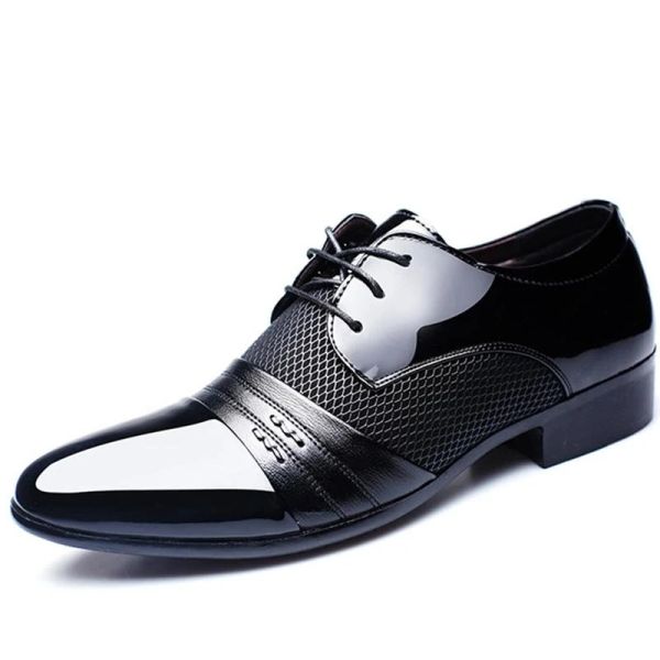 Chaussures Chaussures habillées pour hommes Fashion Cuir Men de commerce Chaussures plates noires marron respirant hommes de bureau formel Chaussures de travail Big Taille 3848