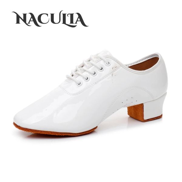 Chaussures Chaussures de danse latine pour hommes en cuir Modern Ballroom Tango Dance Chaussures pour garçons Dance Sneaker Chaussures Jazz talons bas 3cm en gros