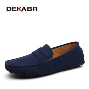Chaussures hommes taille 49 robe DEKABR décontracté mode en cuir véritable mocassins sans lacet chaussures plates mâle conduite 22102 44