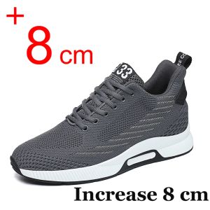 Schoenen mannen sneakers lift schoenen lengte schoenen voor mannen verborgen hakken 8 cm 6 cm optionele ademende sporthoogte toenemende man