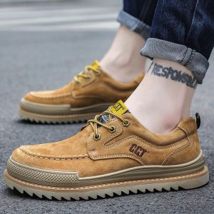 Chaussures hommes doux en cuir authentique en cuir décontracté chaussures extérieures imperméables respirant des chaussures de camping antidérapantes