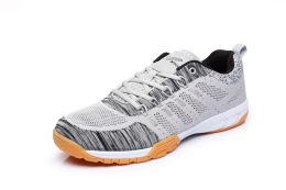 Chaussures hommes table de tennis chaussures respirant gris gris sportive tennis chaussures Antisiskid shock absorption intérieure entraîneur grand taille