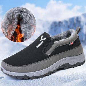 Chaussures hommes Chaussures de tennis chauds respirant en bas doux non glissade chaussures décontractées plus en velours slipon slip de marche hiver chaussures vulcanisées