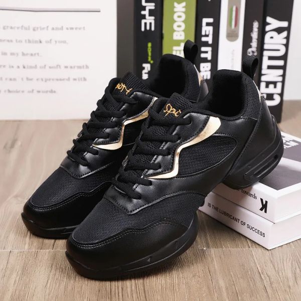 Chaussures Modern Dance Chaussures Souches Soft Soft Student Dance Chaussures Square Dancing Sports Compets Mesh Surface Anti Slip Sneakers