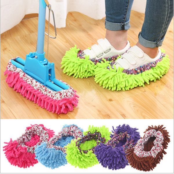 Shoes Mops 1pc multifonction Chenille couvre-chaussures sol poussière nettoyage pantoufle paresseux vadrouille chaussure maison sol-nettoyage chaussures Zapatos Trapeadores