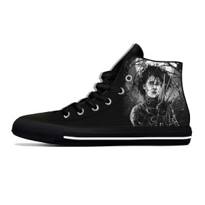 Chaussures film edward scissorhands Johnny depp cool drôle de tissu décontracté chaussures hautes haut top léger respirant 3d imprimé hommes baskets femmes