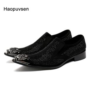 Zapatos nuevos llegadas de cuero genuino punta de metal punta de metal cristalina hombres hechos a mano zapatos de cuero zapatos de peluquería sz 12