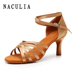 Schoenen Nieuwe Ballroom Women Latin Dance Shoes Professional Tango Salsa Dancing Shoes Silk Latin Shoes For Girls Ladies Hoge Heel 5cm 7 cm