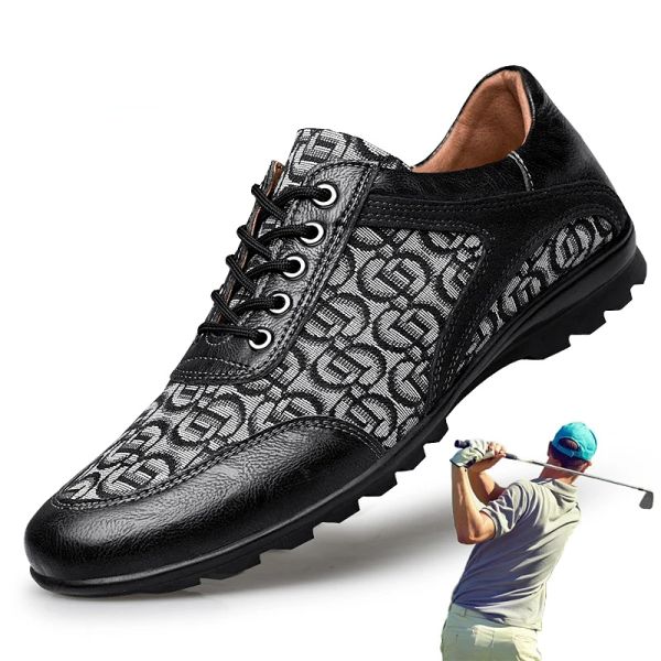 Zapatos nuevos zapatos de golf transpirables hombres grandes talla 3848 calzadas de golf antideslizantes marrones negros al aire libre para caminar de alta calidad