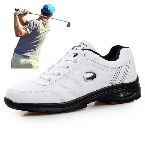 Zapatos nuevos zapatos de golf de cojín zapatos impermeables de cuero para hombres control impermeable zapatos deportivos de golf entrenamiento caminando golf sin picos zapatos