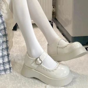 shoes Nouvelles chaussures Lolita 2022 chaussures à plateforme blanc noir Mary Jane chaussures à talons hauts femmes Jk uniforme chaussures en cuir collège filles chaussures