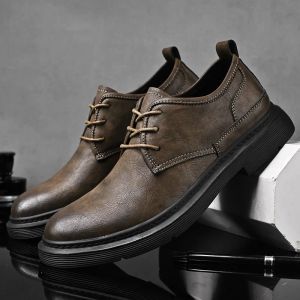 Schoenen nieuwe heren dikke zool ademende lederen schoenen retro business casual werk slijtage schoenen comfortabel en veelzijdig