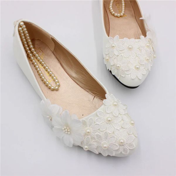 Chaussures Nouveaux appartements pratiques vendent comme des gâteaux chauds de mariage talons plats blancs chaussures de mariée blanches chaussures de mariage à la main dans chinabh175