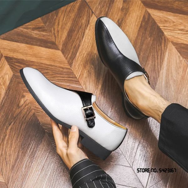 Chaussures nouvelles noires pointues avec des chaussures oxford blanches pour hommes robe de bal de mariage formel concours de fête à la maison sapato social masculino