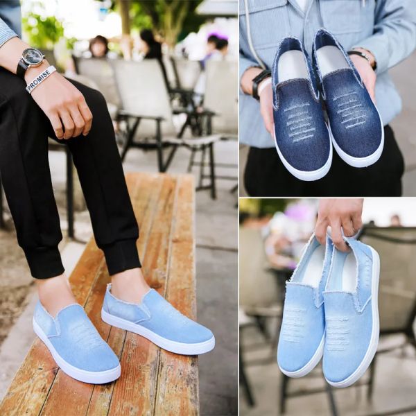 Chaussures Nouvelles chaussures de toile d'automne de printemps hommes modes de mode de jean Slipon pour hommes chaussures décontractées