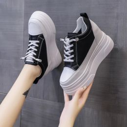 Zapatos nuevos primavera otoño otoño blanco tacones escondidos zapatos casuales mujer 9 cm zapatos de plataforma ascensor asciendeas de zapatillas para caminar mujeres 2023