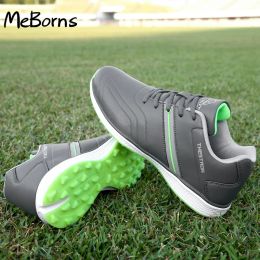 Chaussures Nouvelles hommes imperméables Chaussures de golf Gris Blanc Anti Slip Sneakers de golf sans poin