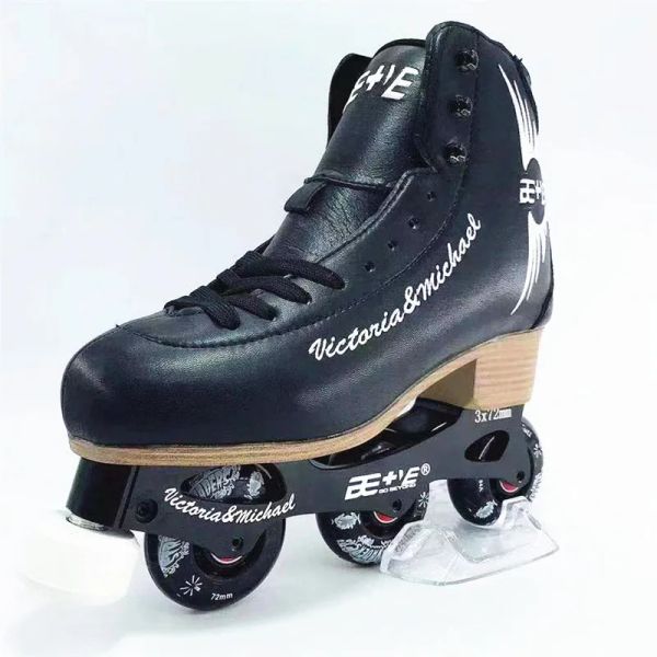 Chaussures Original Be + Ve 3 Roues Dance Skates Chaussures triples Patinines de patinage en ligne avec bloc de frein Femelle mâle Rouleau noir blanc 30 à 45