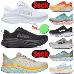 Chaussures extérieures Shoessandals Hoka Hokas One Bondi Clifton 8 Designer Mens Womens Black White Plate-Forme Luxury Trainers Sneakers