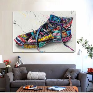 Schoenen schilderen moderne graffiti street art canvas schilderij poster print wall art picture voor woonkamer woningdecor frameless