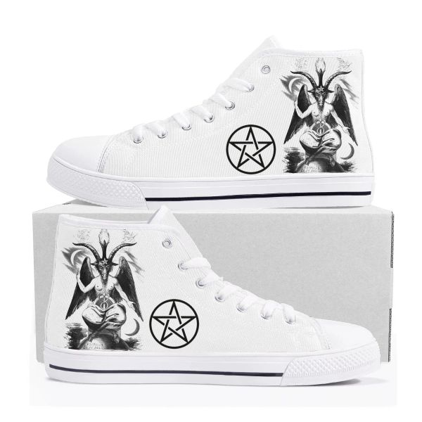 Chaussures pentagram baphomet satan satanic goth gothic chèvre haut top baskets mensolo ardemor toile sneaker chaussure de fabrication décontractée
