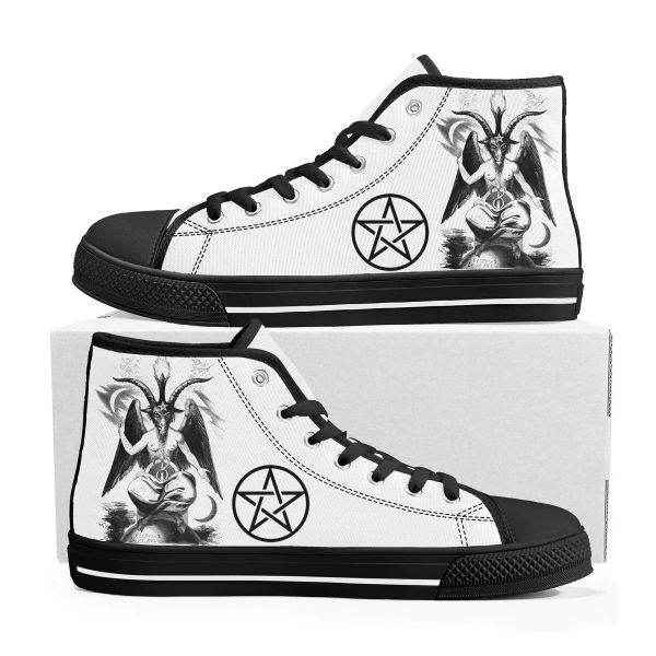 Chaussures pentagram baphomet satan satanic goth gothic chèvre haut top baskets mensonge pour adolescents femmes