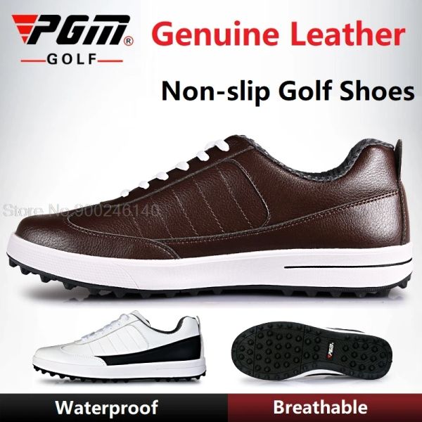 Zapatos PGM Golf Zapatos Hombres Sport Sport Zapatos PGM de cuero genuino impermeable para el golf de golf Spikes Antislip Zapatos a prueba de choques 3946