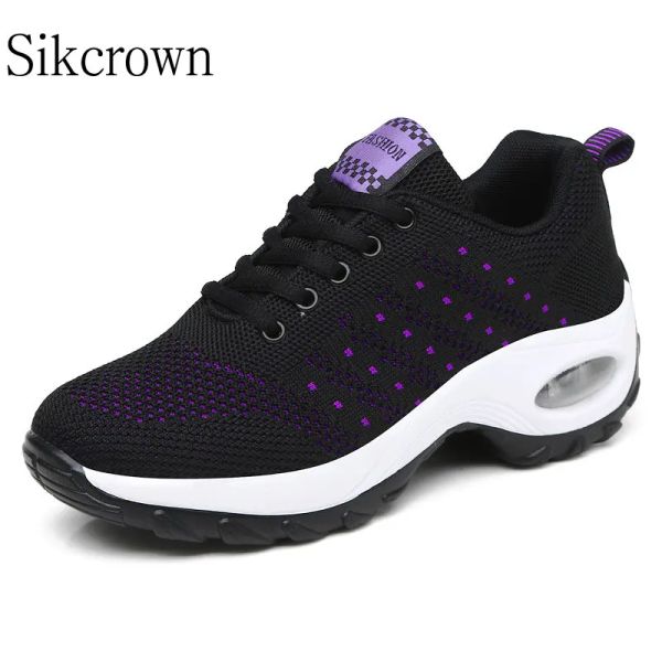 Chaussures Purple Femmes Chaussures Chaussures Augmentation des sports de tissage Fly