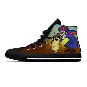 Schoenen races anime cartoon wacky muttley dick lick lekke casual stoffen schoenen hoge top lichtgewicht ademende 3D print mannen dames sneakers