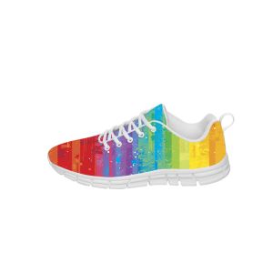 Chaussures arc-en-ciel peinture éclaboussure baskets pour hommes pour femmes chaussures de tissu décontractées toile chaussures de course blanc 3d chaussure légère imprimée